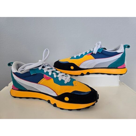 PUMA Rider FV Future Vintage Sneakers Yellow Green Pink Men’s 9.5 Retro Vibes - Picture 2 of 8